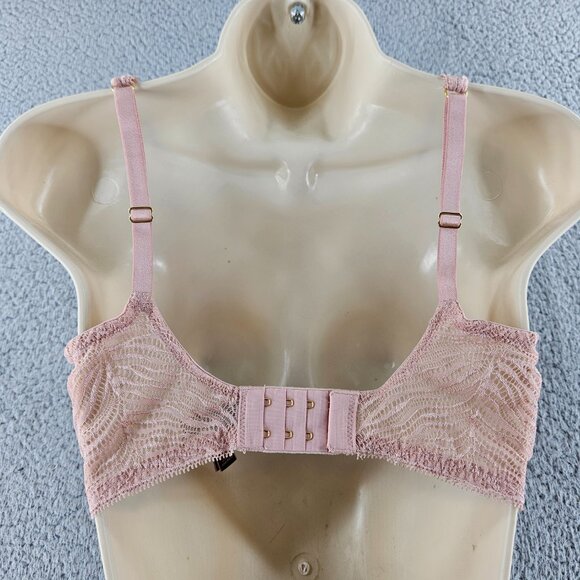 Victoria's Secret Bra‎ Womens 34D Pink Lace Unlined Plunge Sheer Underwire Sexy - Picture 12 of 14
